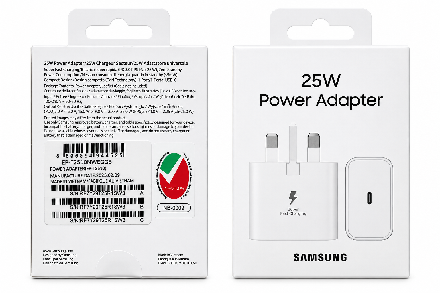 آداپتور 25وات اصلی سامسونگEP-T2510NWEGCBسه پین